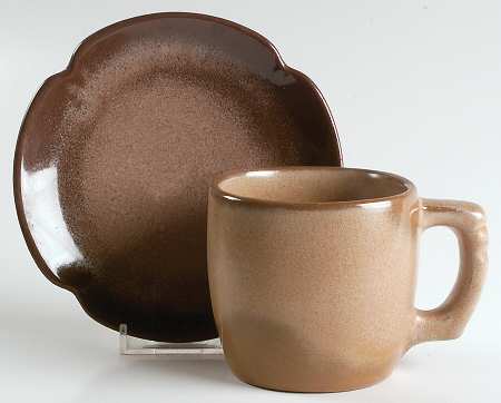 Plainsman Brown Flat Cup & Saucer Set