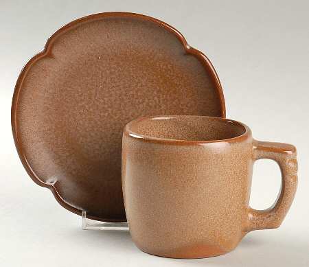 Plainsman Brown Flat Cup & Saucer Set