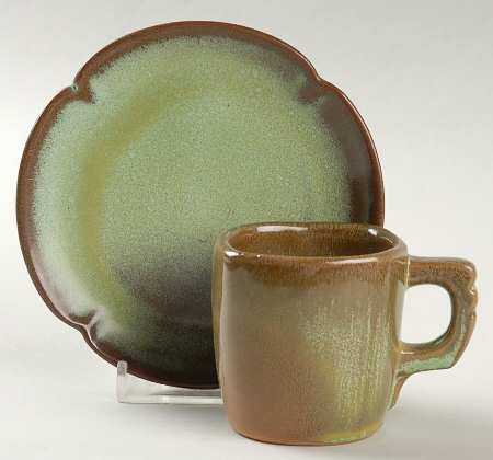 Plainsman Green Flat Demitasse Cup & Saucer Set