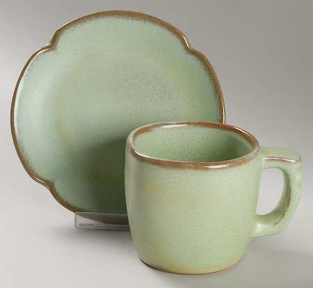 Plainsman Green Flat Cup & Saucer Set