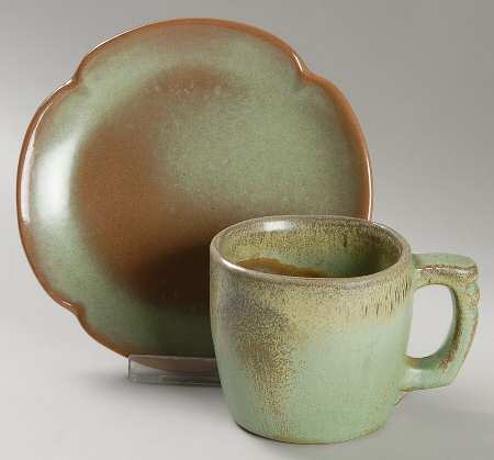 Plainsman Green Flat Cup & Saucer Set