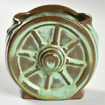 Wagon Wheel Prairie Green Sugar Bowl No Lid
