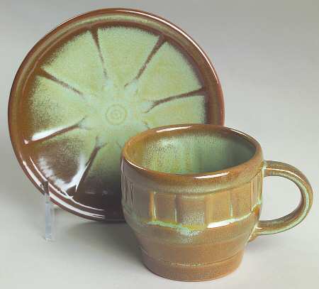 Wagon Wheel Prairie Green Flat Cup & Saucer Set