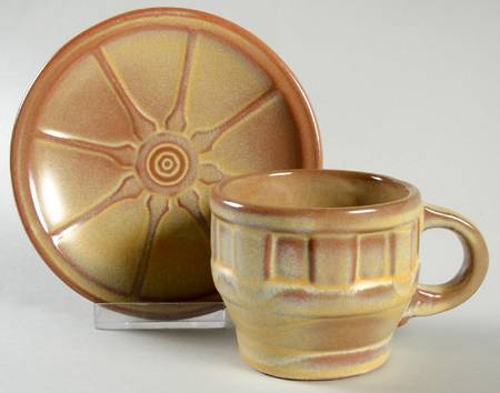 Wagon Wheel Desert Gold Flat Cup & Saucer Set