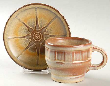 Wagon Wheel Desert Gold Flat Cup & Saucer Set