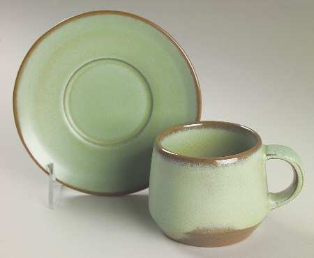 Westwind (Prairie Green) Flat Cup & Saucer Set by Frankoma