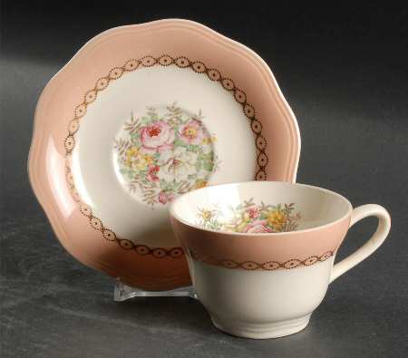 Dusty Rose Flat Cup & Saucer Set