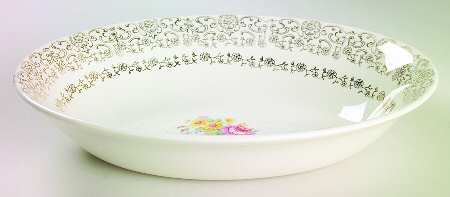 Gold Lace 9" Oval Vegetable Bowl