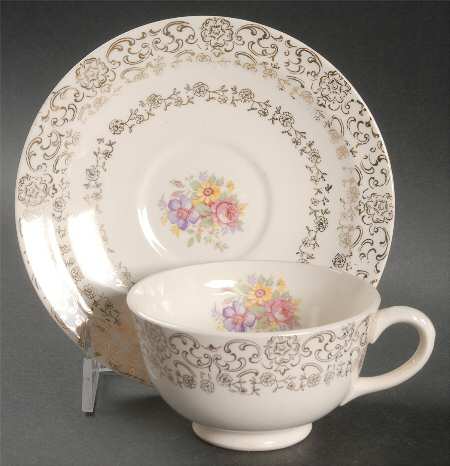 Gold Lace Footed Cup & Saucer Set