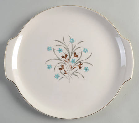 Star Flower (Gold Trim) Handled Cake Plate