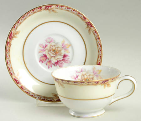 Peony (Band Border) Footed Cup & Saucer Set