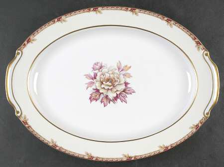 Peony (Band Border) 16" Oval Serving Platter