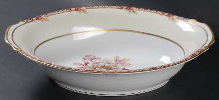 Peony (Band Border) 11" Oval Vegetable Bowl