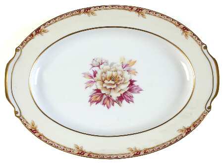 Peony (Band Border) 12" Oval Serving Platter