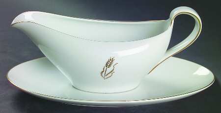Gold Wheat Gravy Boat & Underplate/Relish