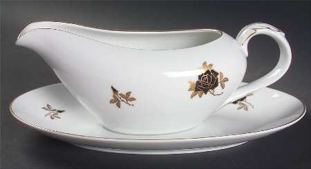 Black Rose Gravy Boat & Underplate/Relish