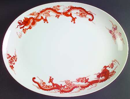 Dragon Red 16" Oval Serving Platter