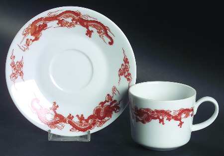 Dragon Red Flat Cup & Saucer Set
