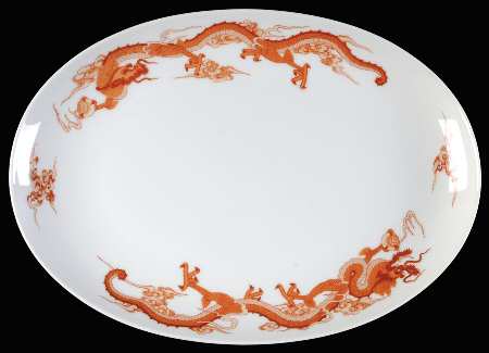 Dragon Red 12" Oval Serving Platter