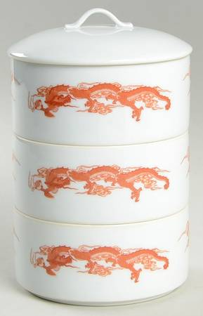 Dragon Red (4 Piece) Small Stack Set (3 Small Bowls & Lid)