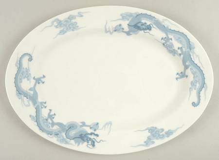 Dragon Blue and Gray 14" Oval Serving Platter