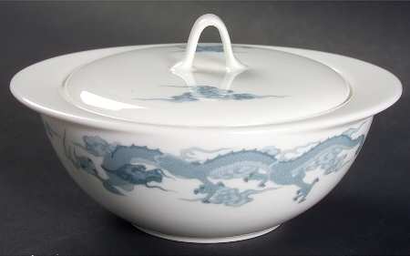 Dragon Blue and Gray Sugar Bowl & Lid
