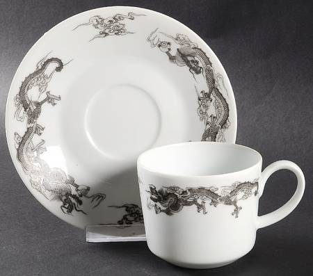 Dragon Gray Footed Cup & Saucer Set