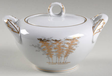 Gold Bamboo Sugar Bowl & Lid