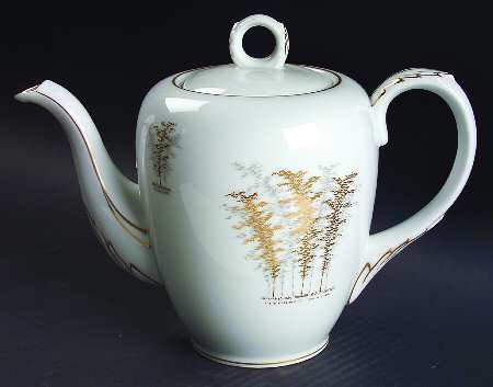 Gold Bamboo Coffee Pot & Lid