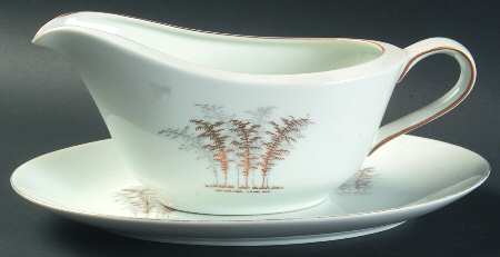 Gold Bamboo Gravy Boat & Underplate/Relish