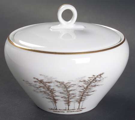 Gold Bamboo Sugar Bowl & Lid