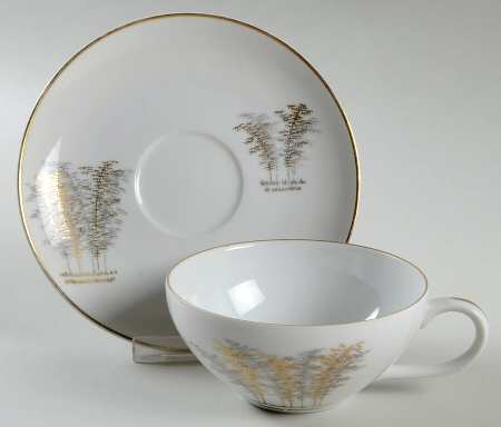 Gold Bamboo Flat Cup & Saucer Set