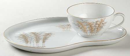 Gold Bamboo Snack Plate & Cup Set