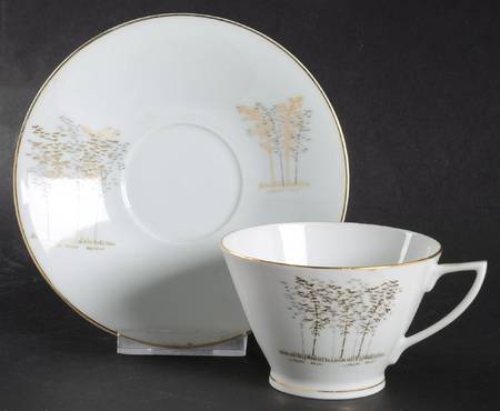 Gold Bamboo Footed Cup & Saucer Set