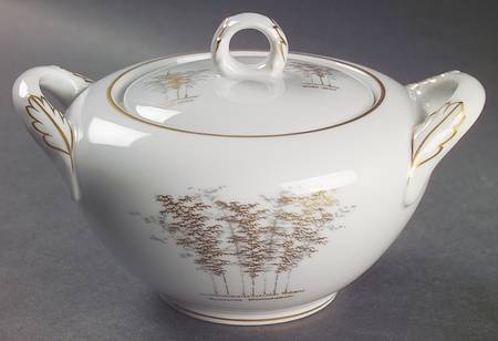 Gold Bamboo Sugar Bowl & Lid