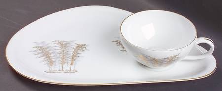 Gold Bamboo Snack Plate & Cup Set