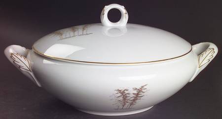 Gold Bamboo Round Covered Vegetable