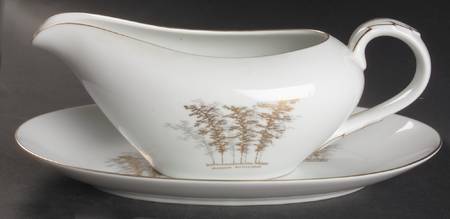 Gold Bamboo Gravy Boat & Underplate/Relish