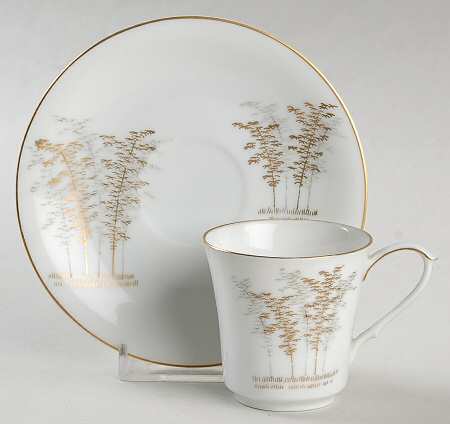 Gold Bamboo Flat Demitasse Cup & Saucer Set