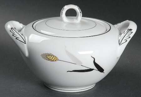 Gold Wave Sugar Bowl & Lid