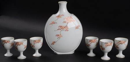 Maple (Coupe) (7 Piece) Sake Set (Bottle & 6 Cups)