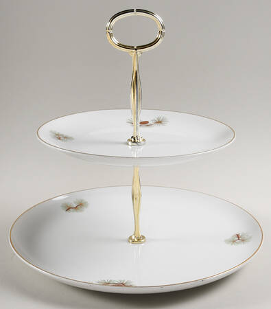 Pine Cone (Coupe Shape) 6 5/8"-10"  2 Tiered Serving Tray (Dp, Sp) HC