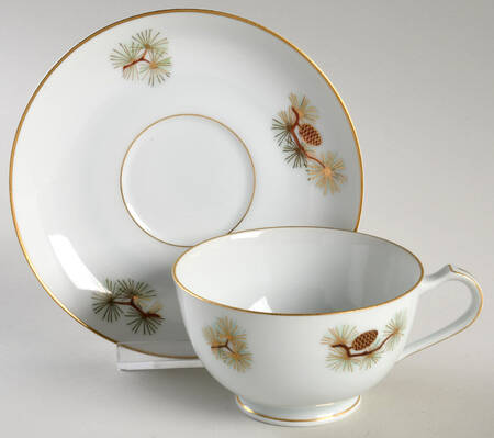 Pine Cone (Rim Shape) Footed Cup & Saucer Set