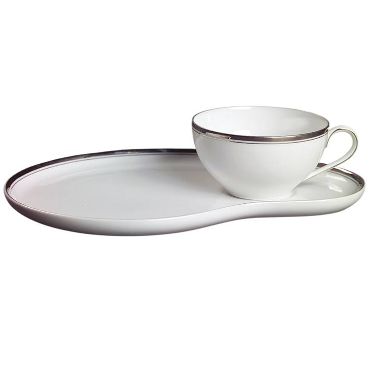 Platinum Snack Plate & Cup Set