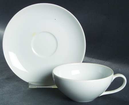 Plain White Flat Cup & Saucer Set