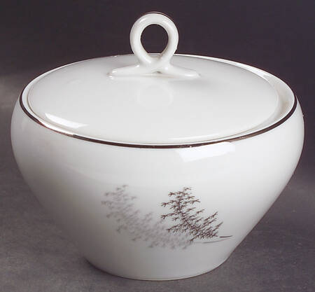 Silver Bamboo (3 Groups of Trees) Sugar Bowl & Lid