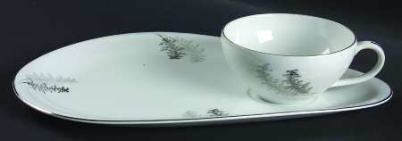 Silver Bamboo (3 Groups of Trees) Snack Plate & Cup Set