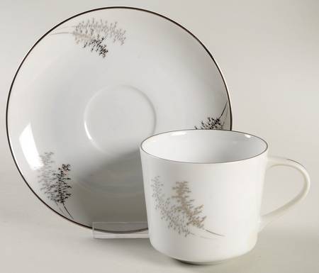 Silver Bamboo (3 Groups of Trees) Flat Cup & Saucer Set