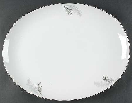 Silver Bamboo (3 Groups of Trees) 16" Oval Serving Platter