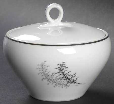 Silver Bamboo (3 Groups of Trees) Sugar Bowl & Lid